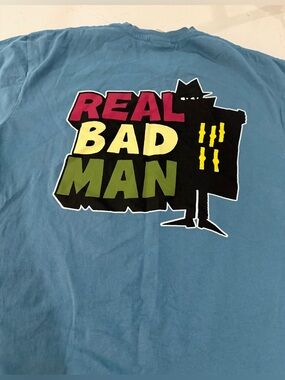 XXL Real Bad Man Mens Logo Trenchcoat Graphic Black Tee T Shirt Organic Cotton